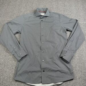 Eton Shirt Mens 15 38 Black White Polka Dot Contemporary Fit Button Up Dress